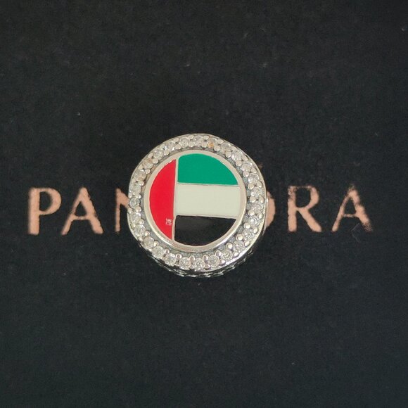Pandora United Arab Emirates Flag Bead Charm Bracelet Pendant S925 Silver - Picture 1 of 8